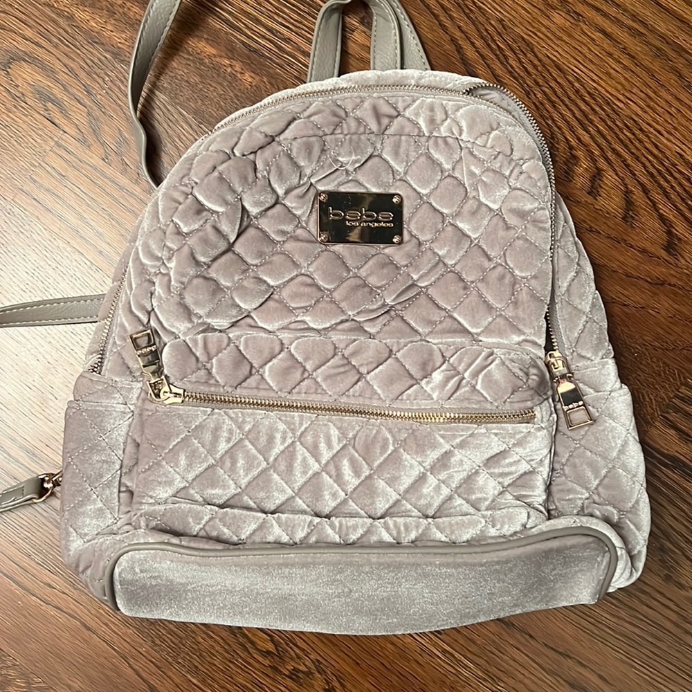 Bebe silver velvet mini backpack